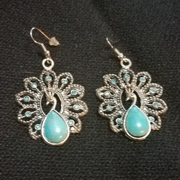 Genuine Turquoise peacock earrings. - Picture 2 of 3